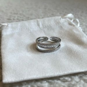 Cubic zirconia Adjustable Ring | Silver
